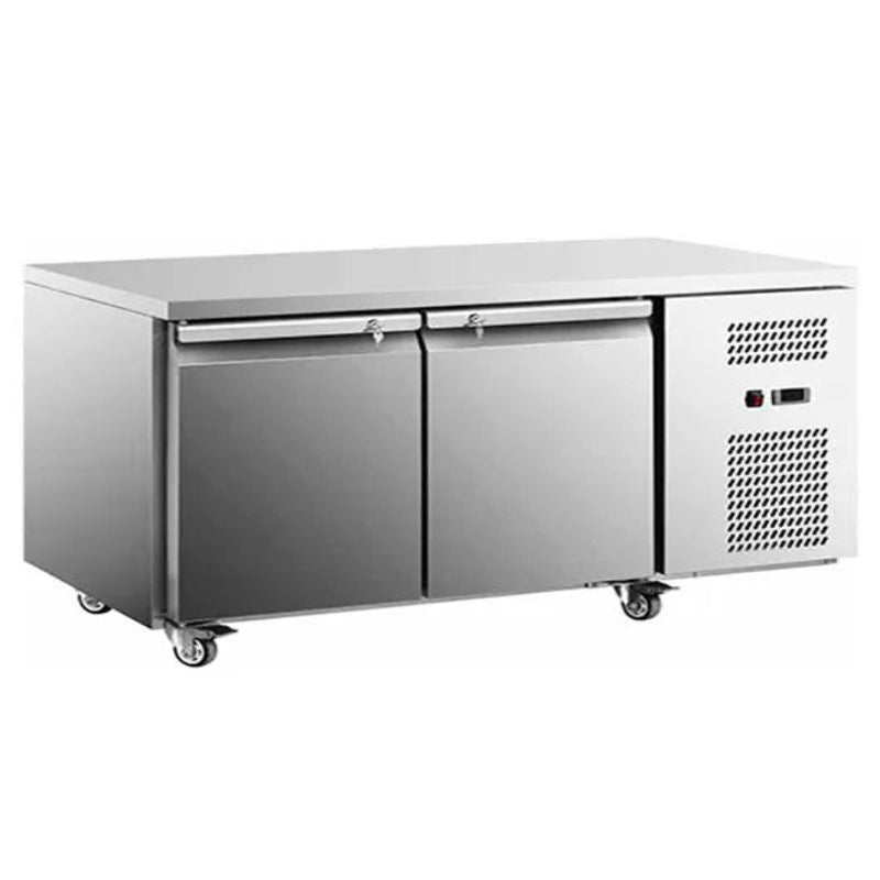Stainless Steel Double Door Workbench Freezer GNR1360T2 Catchers