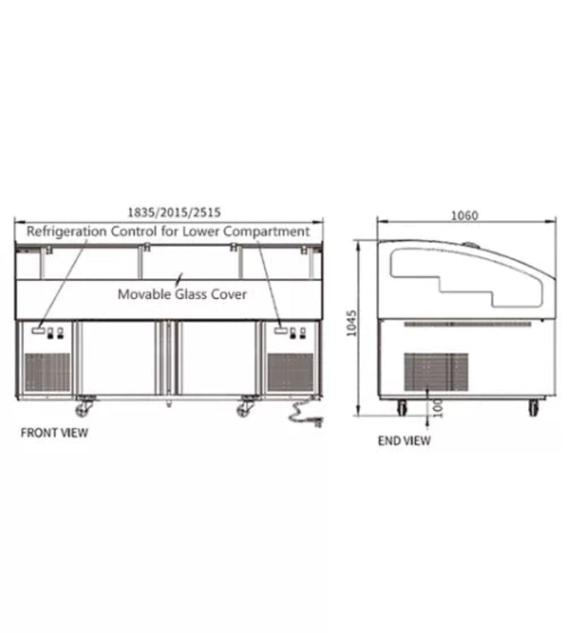 Stainless Double Door With Triple Temperature Display Cabinet BT-B2.5/D-T3 Catchers