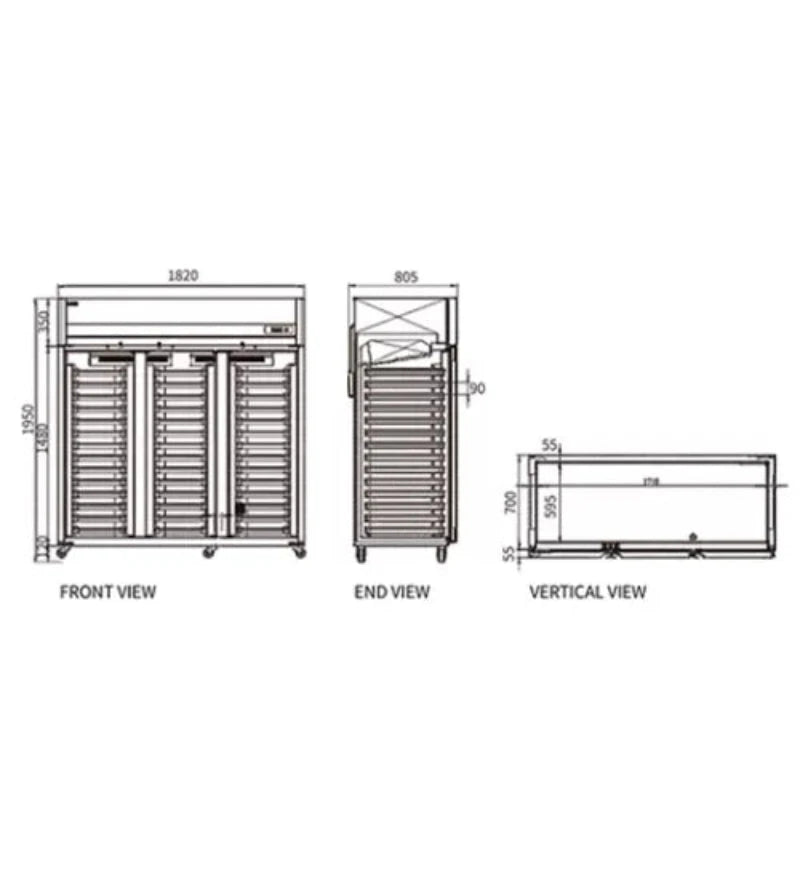 Stainless Steel Triple Door Tray Freezer CFD-60D3F-K Catchers