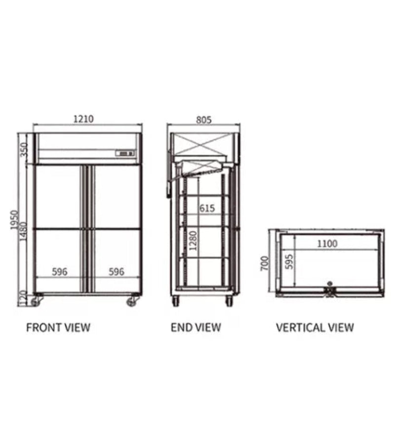 Stainless Steel Four Door Freezer CFD-40D4F Catchers