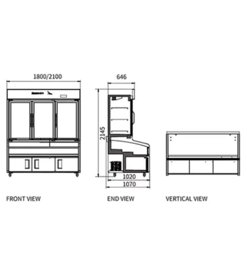 Double Door With 3 Temperature Display Cabinet for Restaurant HY-1800FKT Catchers