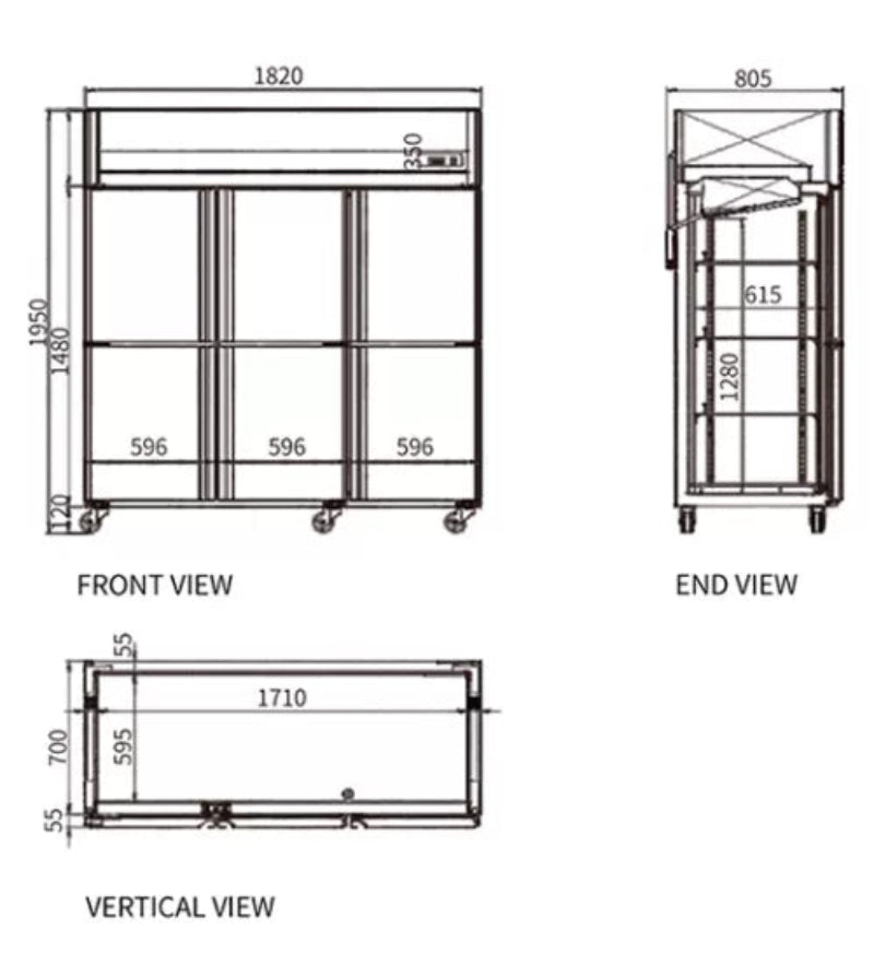 Stainless Steel Six Door Freezer CFD-60D6F Catchers