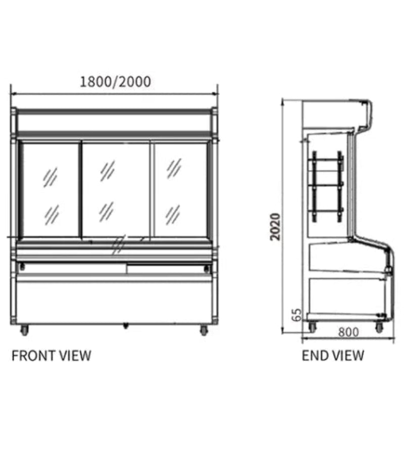 Triple Door With Three Temperature Display Cabinet for Restaurant HY-1800W Catchers