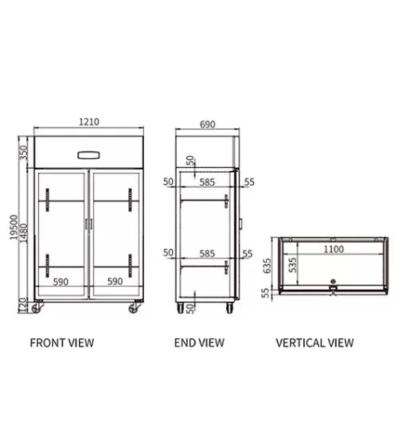 Stainless Steel Two Glass Door Fridge CFR-40B2F Catchers