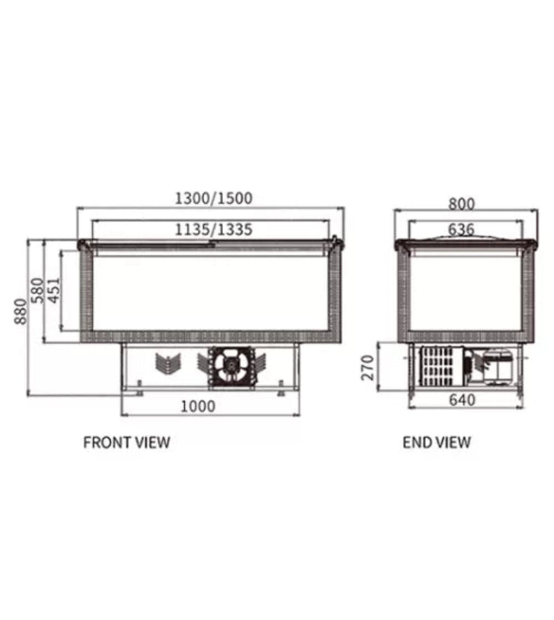 Supermarket Island Freezer SD/SC-1500 Catchers