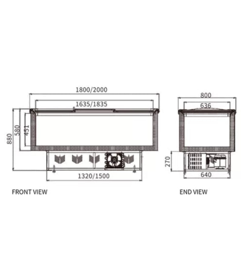 Supermarket Island Freezer SD/SC-1800 Catchers