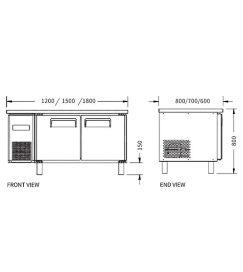 Stainless Double Door Workbench Freezer PLD-15N2 (700MM) Catchers