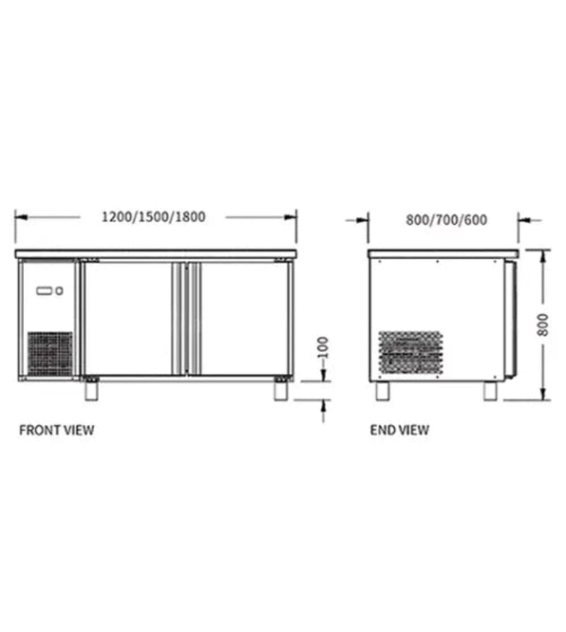 Stainless Double Door Workbench Freezer PLD-18N2F (700MM) Catchers