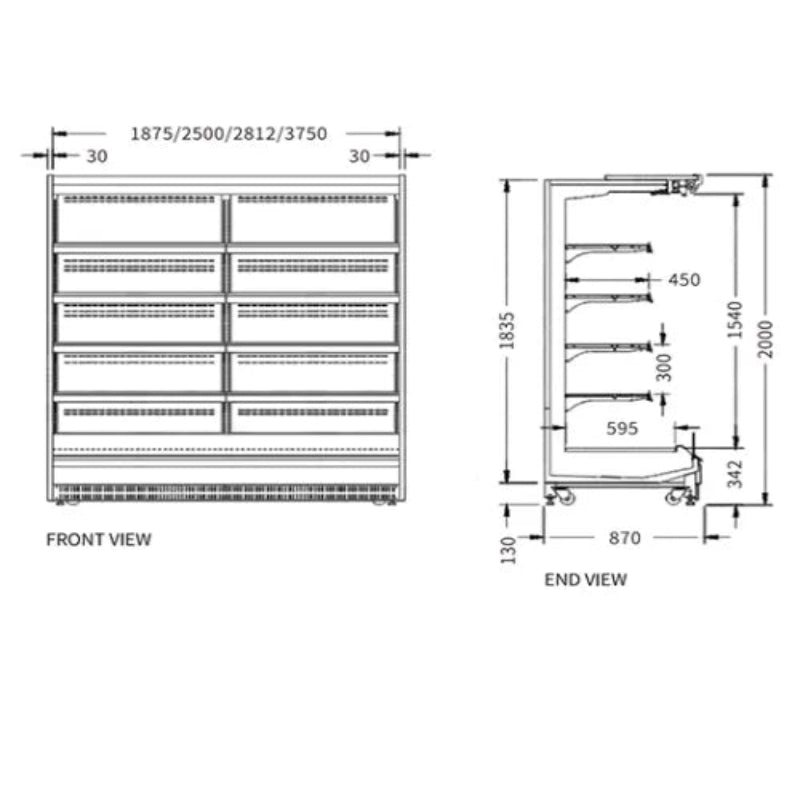 Supermarket Vertical Display Chiller XC-CLF-19/870 Catchers