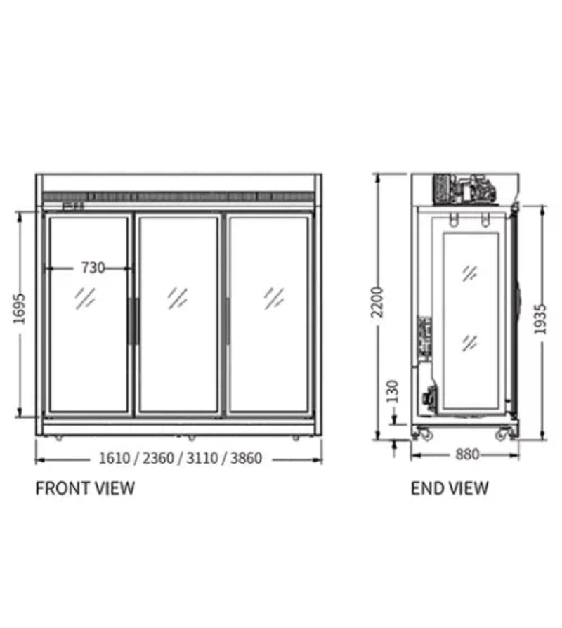Triple Glass Door Meat Hanging Freezer XC-ZDR-16 Catchers