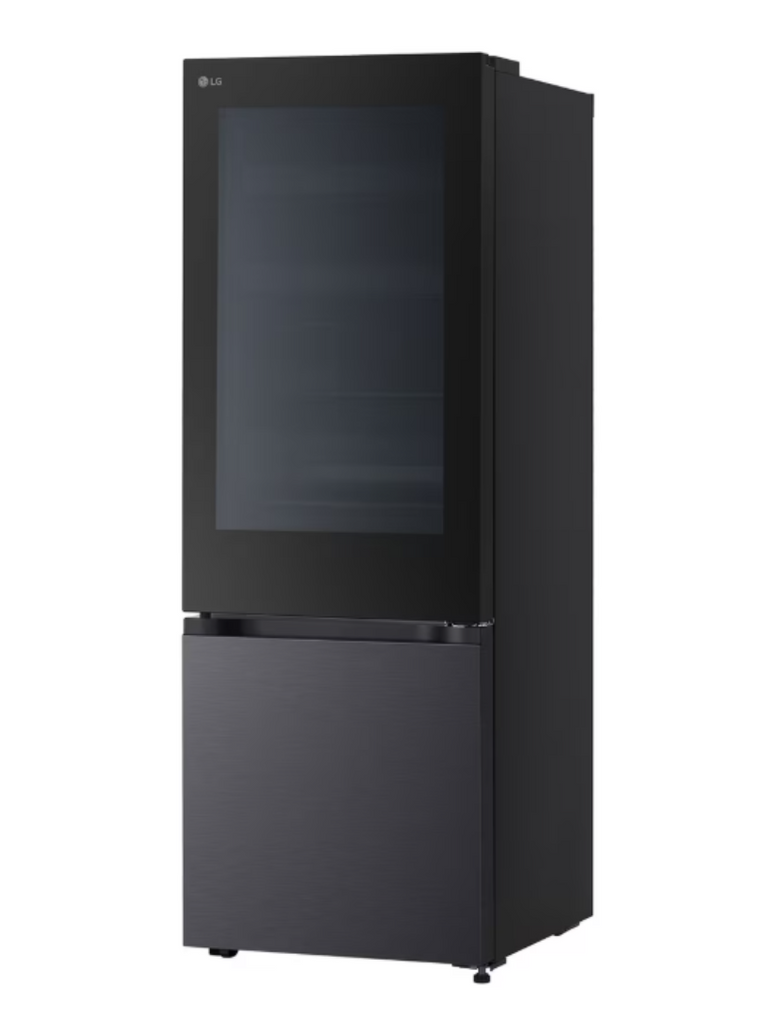 Black refrigerator on a white background