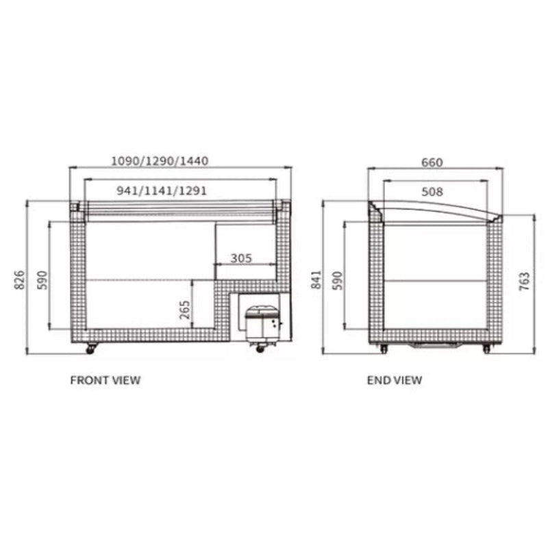 Two Sliding Glass Lids Dual Temperature Chest Freezer SD/SC-400Y Catchers