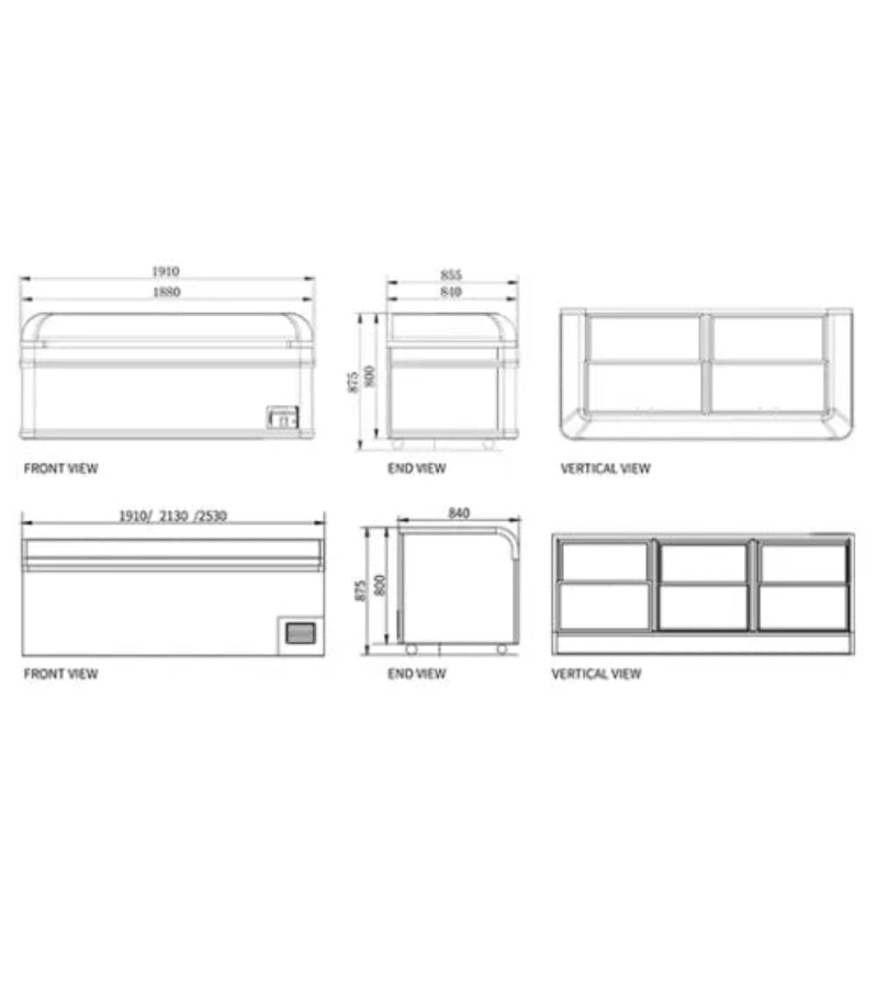 Modular Supermarket Island Freezer CQG-19D Catchers