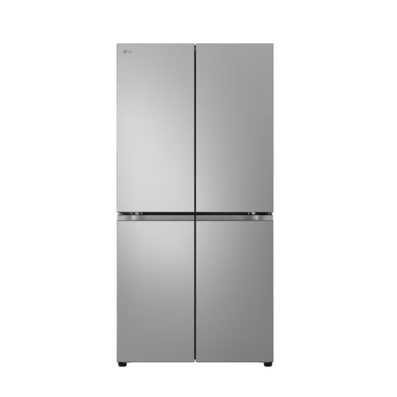 Stainless steel refrigerator on a white background