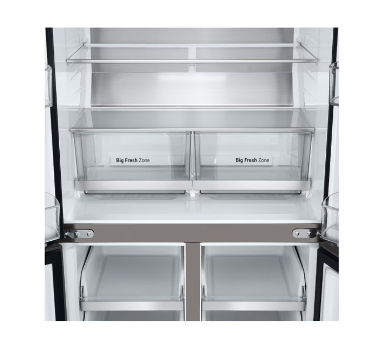 Open refrigerator showing 'Big Fresh Zone' compartments.