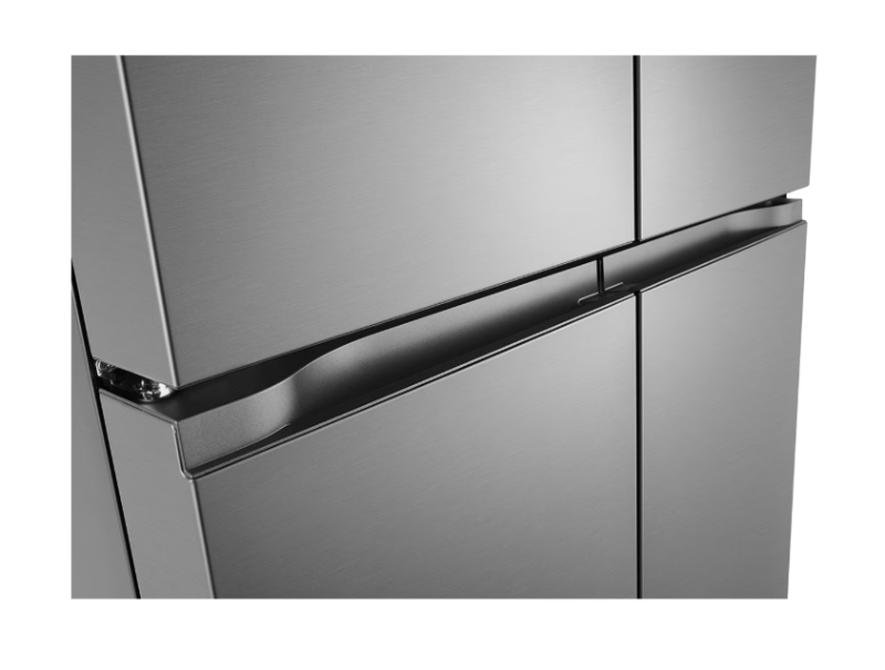 Stainless steel refrigerator with a reflective surface