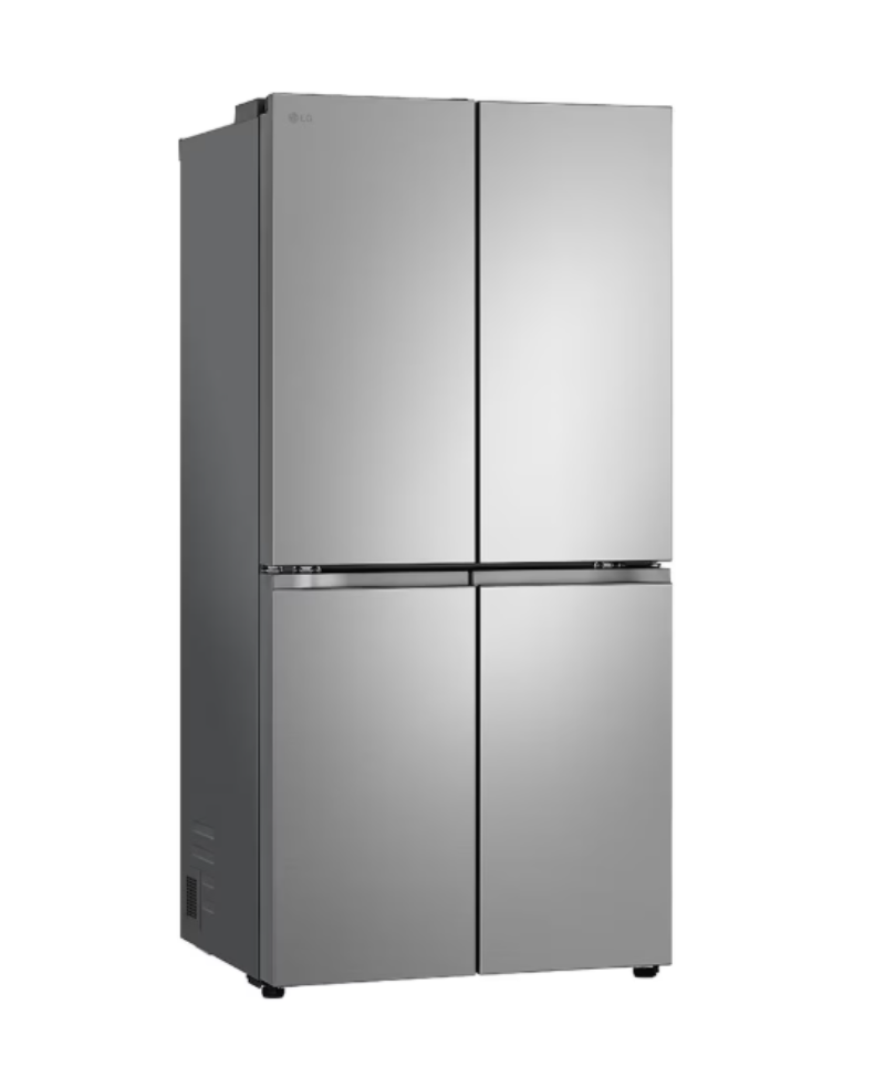 Stainless steel refrigerator on a white background