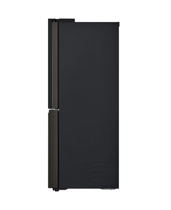 Black refrigerator on a white background