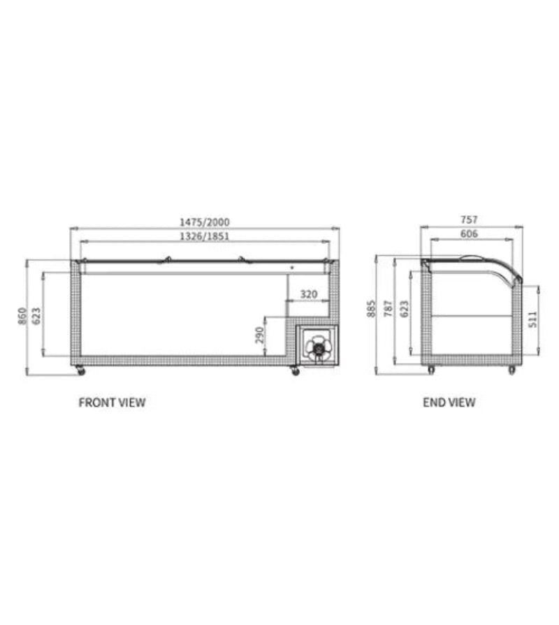 Dual Temperature Supermarket Island Freezer SD/SC-518 Catchers