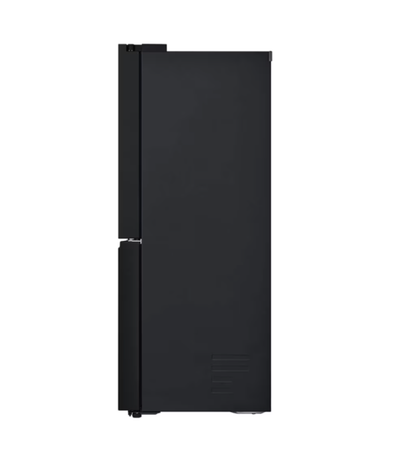 Black refrigerator on a white background