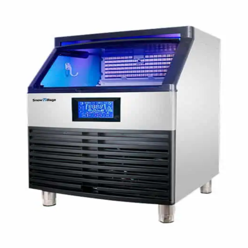 Ice machine with digital display on a white background