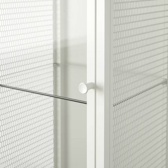 BAGGEBO Cabinet with glass doors, metal/white, 34x30x116 cm