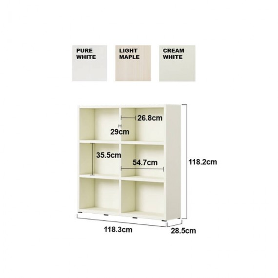 SAM Wide 3 Tier(120cm) DIY Bookcase - Pure White