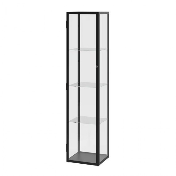 BLALIDEN Glass-door cabinet, black, 35x32x151 cm