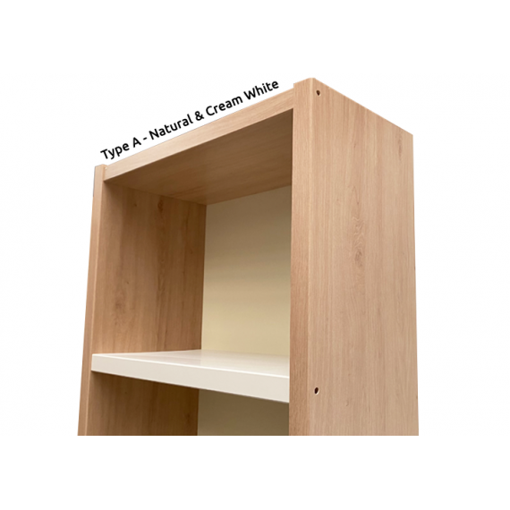 Bookcase - Type C - Natural W Cream White Backboard  - Joshua