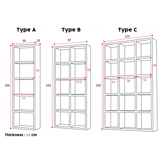 Bookcase - Type C - White - Daniel 2