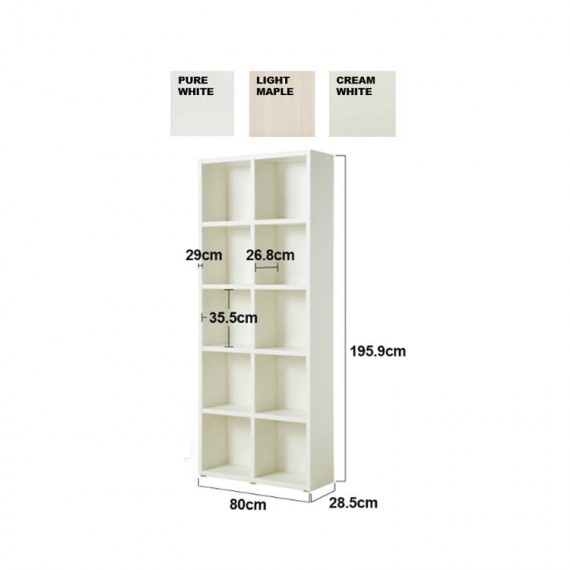 SAM 5 Tier(80cm) DIY Bookcase - Pure White