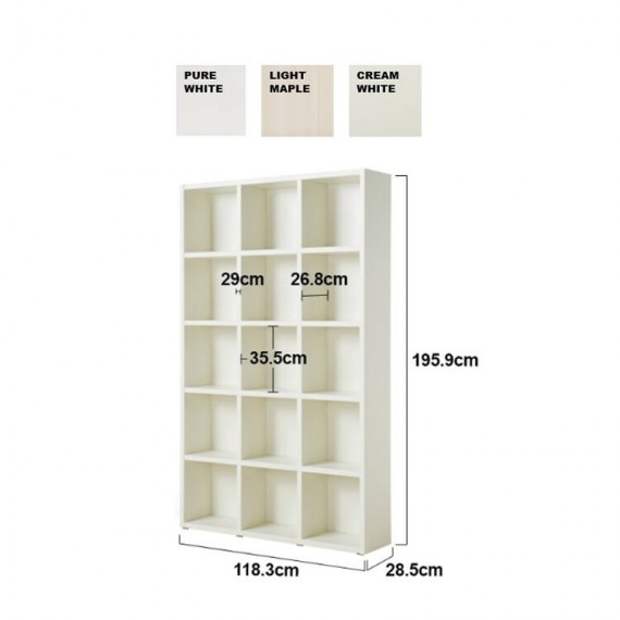 SAM 5 Tier(120cm) DIY Bookcase - Pure White