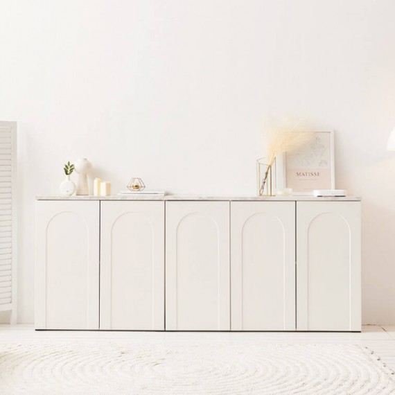 CHIZ 800 Sideboard - White & Marble